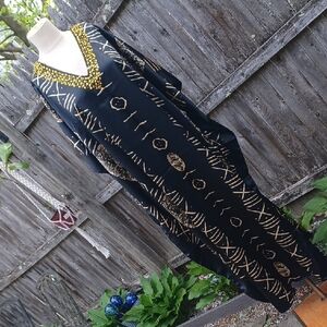 Black and Gold Patterned Kaftan